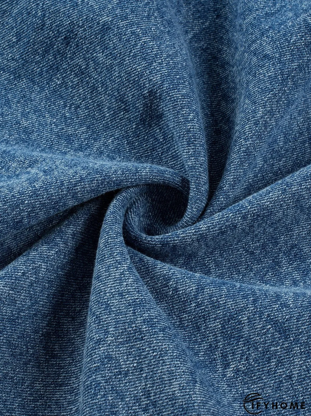 Blue Mineral Wash Denim Shirt Dress with Cuffed Sleeves | IFYHOME