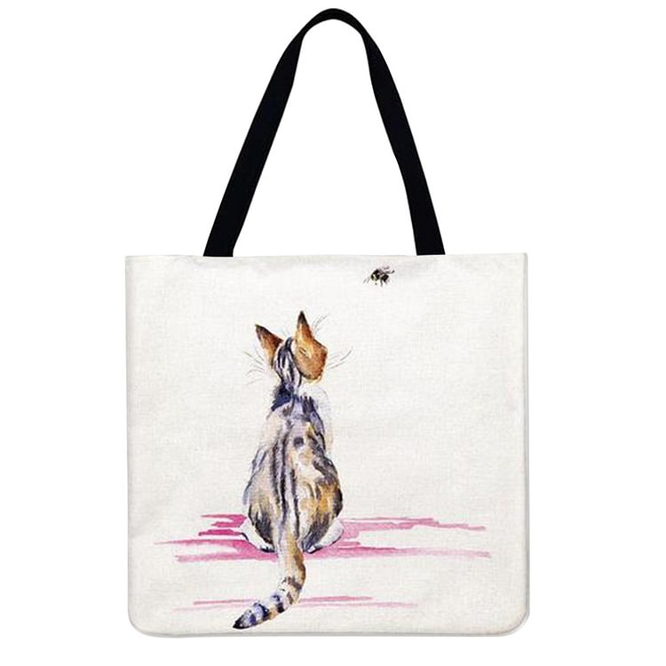 【Limited Stock Sale】Linen Tote Bag - Orange Cat