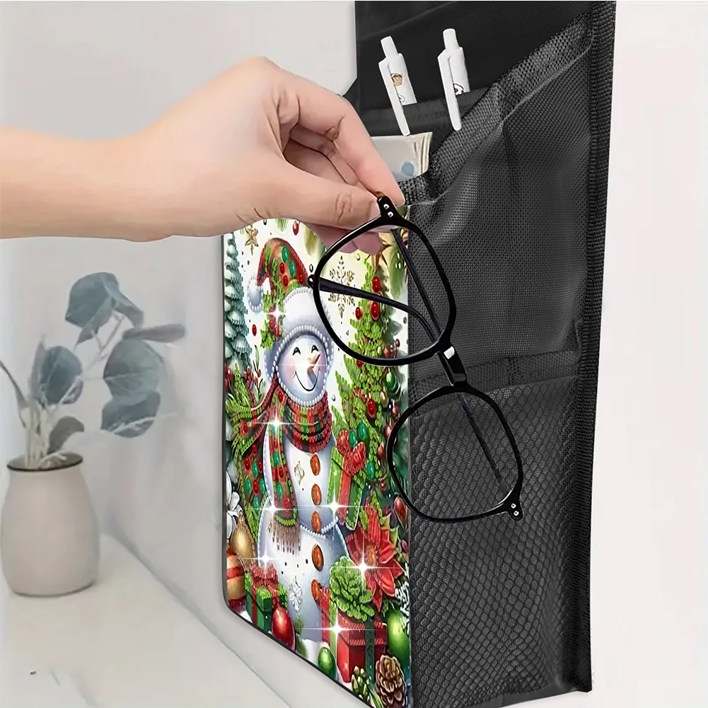 5D DIY Christmas Snowman Diamond Painting Hanging Storage Bag Diamond Art Organizer Box Home Decor 