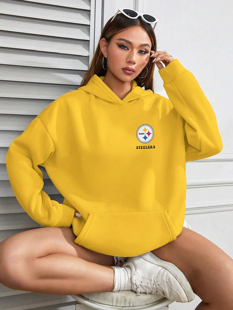 Pittsburgh Steelers Printed Hooded Pocket Pullover Hoodie