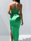 Spaghetti-Neck Ruffled Split-Side Sexy Slim Maxi Dress