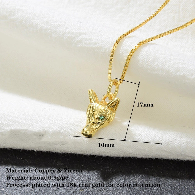 1 Piece Copper Zircon 18K Gold Plated Wolf Jewelry Accessories Pendant