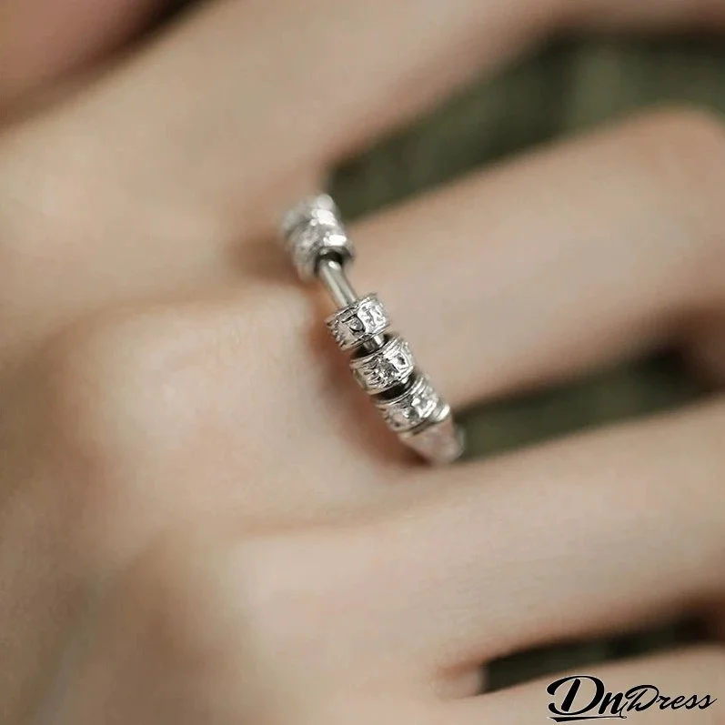 S925 Silver Six-character Mantra Ring, Female Niche Design, Retro Ethnic Ring