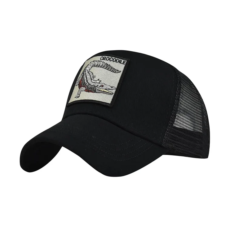 Crocodile Printing Embroidery Animal Pure Baseball Cap Outdoor Sports Sun Adjustable Hat Hip Hop Mesh Hollow Breathable Hat
