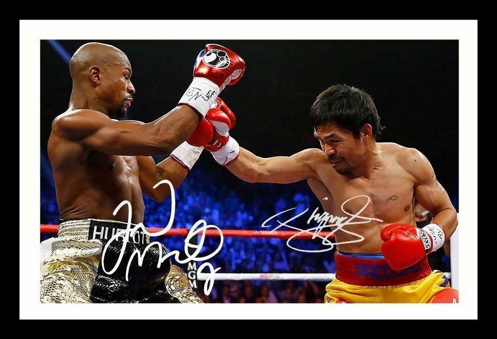 Floyd Mayweather JR & Manny Pacquial Autograph Signed & Framed Photo Poster painting