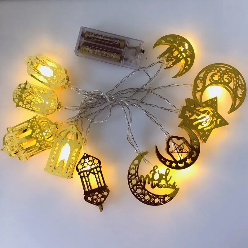 Ramadan Decoration Plastic Lantern Led String Lights Ramadan Kareem Decor Eid Mubarak Gift Al-Fitr Eid Festival Party Supplies