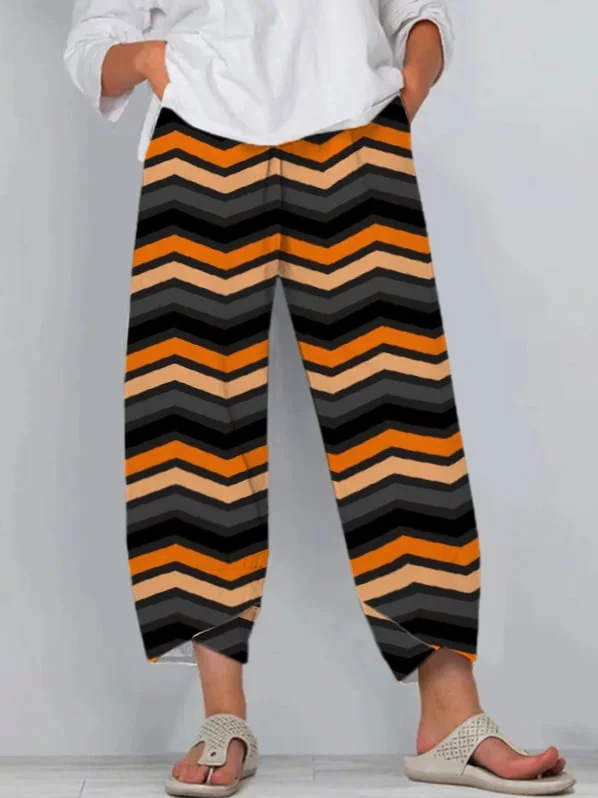 Women's Autumn Pumpkin Striped Casual Pants