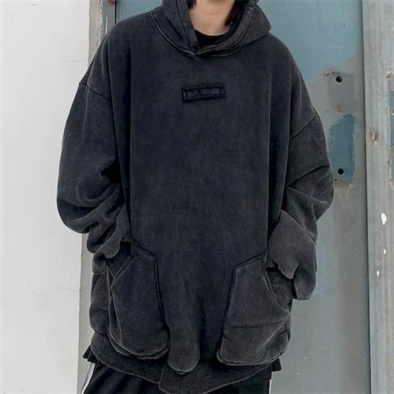Hooded Sweatshirt Vintage Oversized Goth Gothic Hoodie Women Top Trend Street Fashion  Retro Washed Fried Color Old Velvet