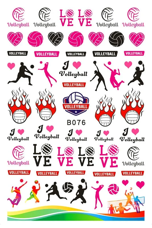 3D Flag Sport Nail Stickers for Manicure Fire Clover Decoration Decals Back Glue Designer Gymnastics Nail Art Sticker