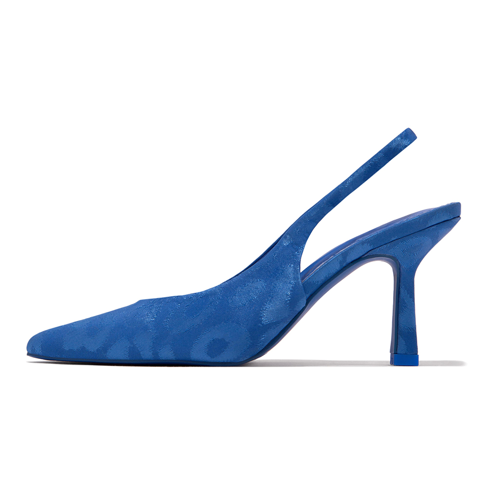 Satin Close Toe Stiletto Heel Slingback Pumps with Pattern Nicepairs