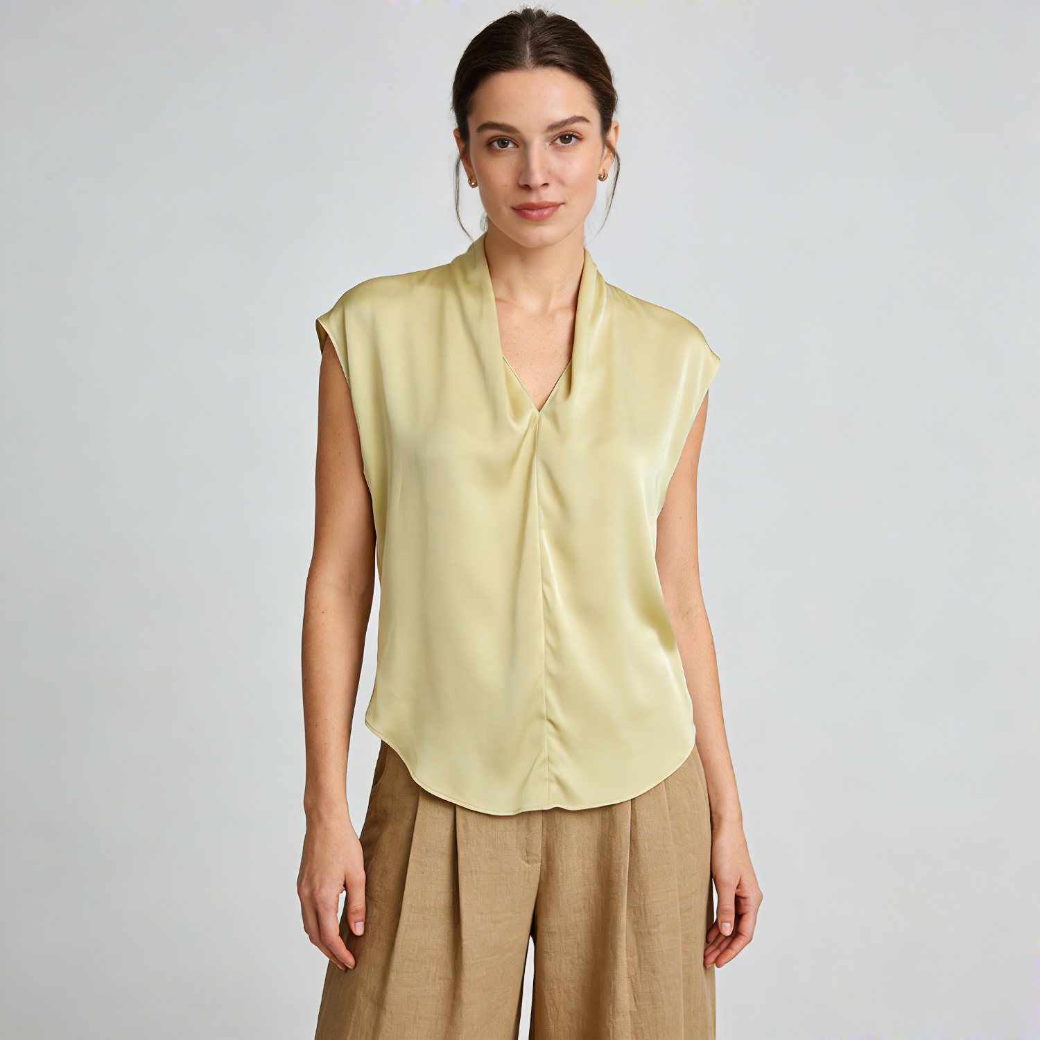 Silk Top V-Neck Sleeveless REAL SILK LIFE