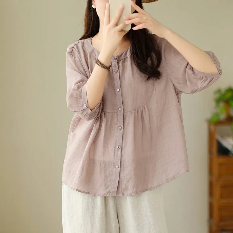 Women Summer Loose Casual Linen Blouse