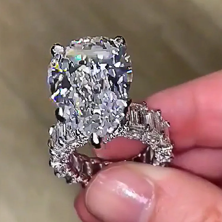 Big Pear Shape Engagement Women Ring Rhinestone Jewelry