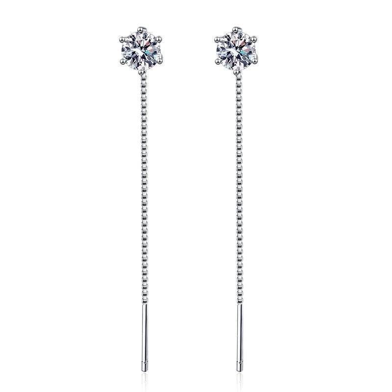 1 Pair 925 Sterling Silver Moissanite High Carbon Diamond Solid Color Drop Earrings