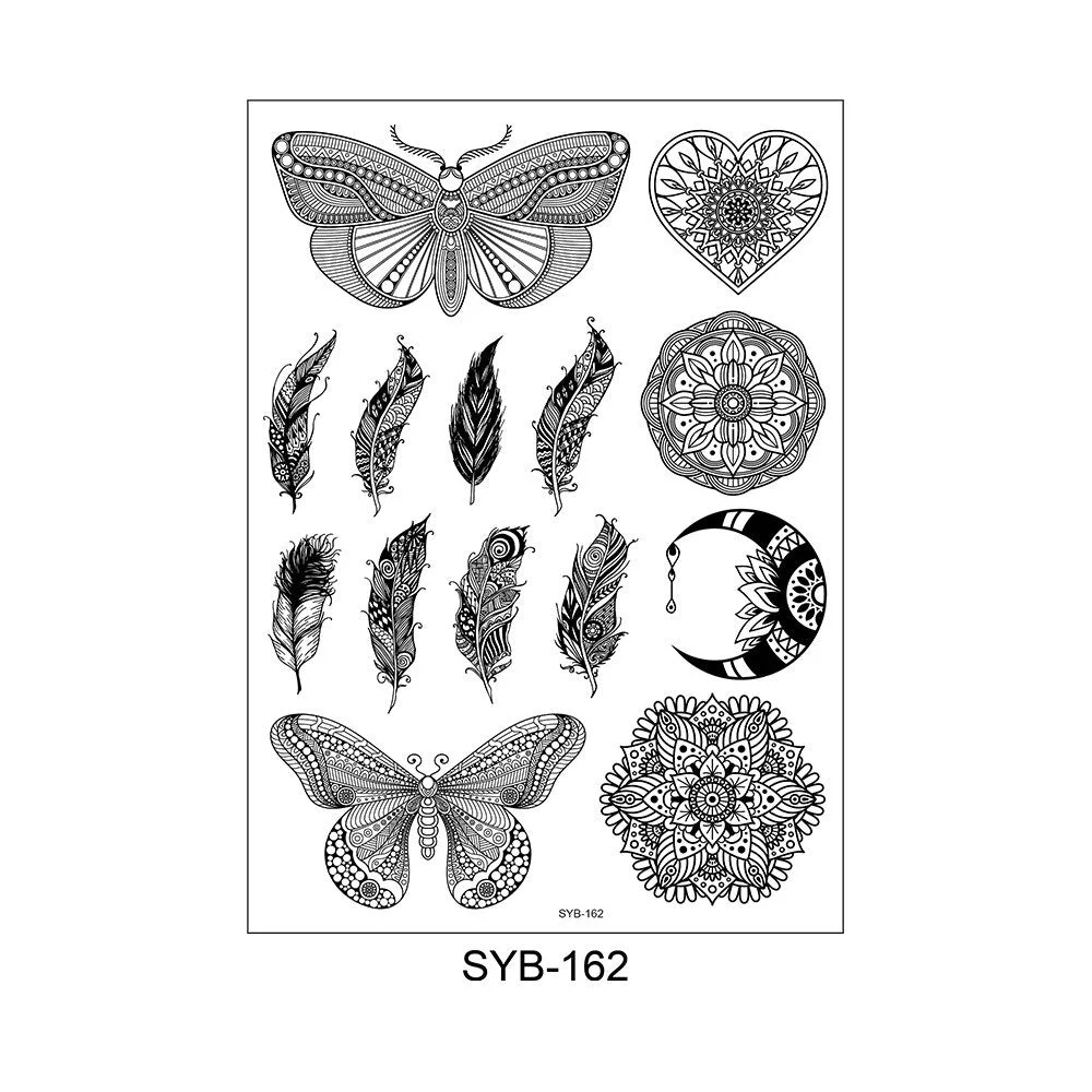 9 Kinds Mandala Totems Tattoo Waterproof Temporary Body Art Stickers Black Color Disposable Makeup Concealer Sticker Convenient
