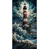 (40*80cm)Lighthouse in the Storm - Round AB Drill Diamond Painting