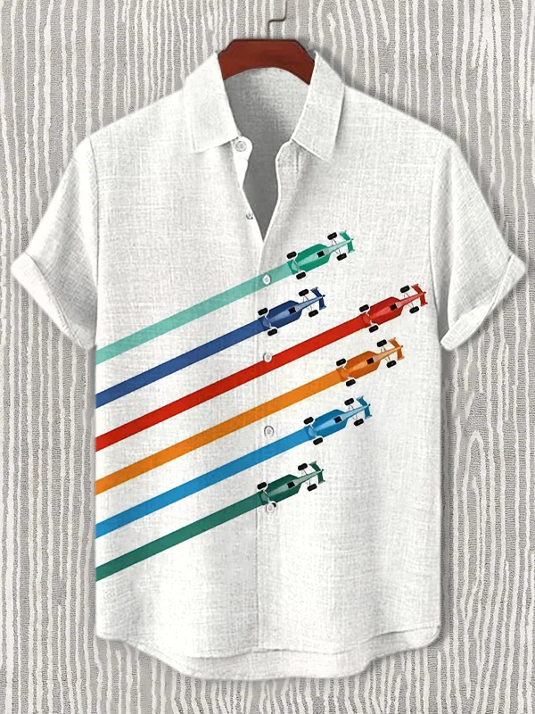 Men's F1 Racing Art Print Casual Shirt