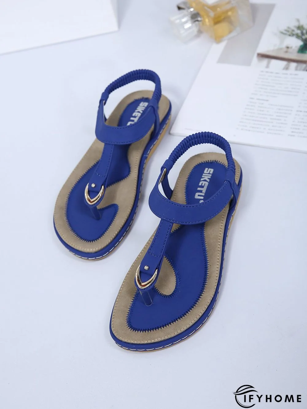 Women's Beach Metal Buckle Trim Flip-On Sandals | IFYHOME