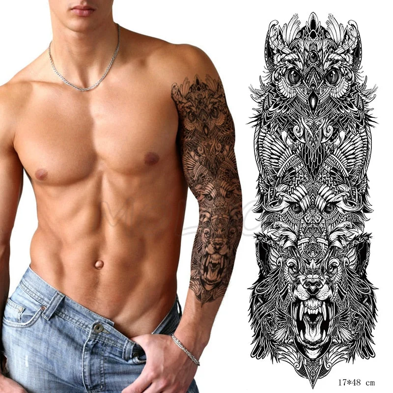 Waterproof Temporary Tattoo Sticker Full Arm Large Virgin Cross Tatoo Stickers Flash Fake Tattoos for Men Women
