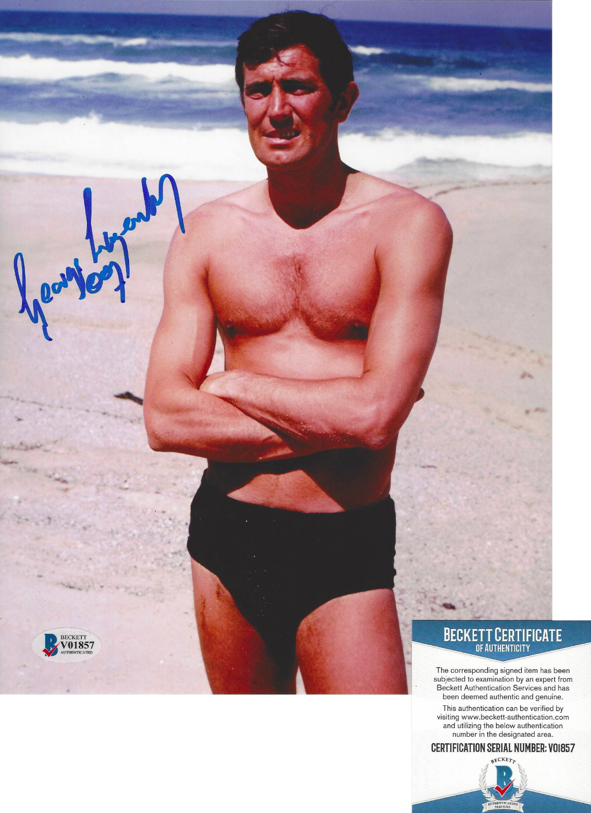 GEORGE LAZENBY SIGNED 'ON HER MAJESTY'S SECRET SERVICE' 8x10 Photo Poster painting 6 BECKETT COA