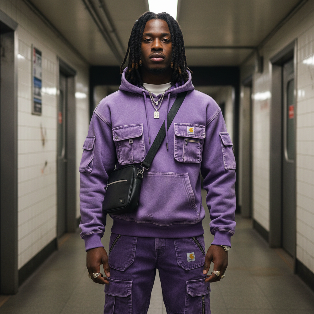 Street Style Multi-functional Multi-pocket Retro Washed Hooded Sweatshirt