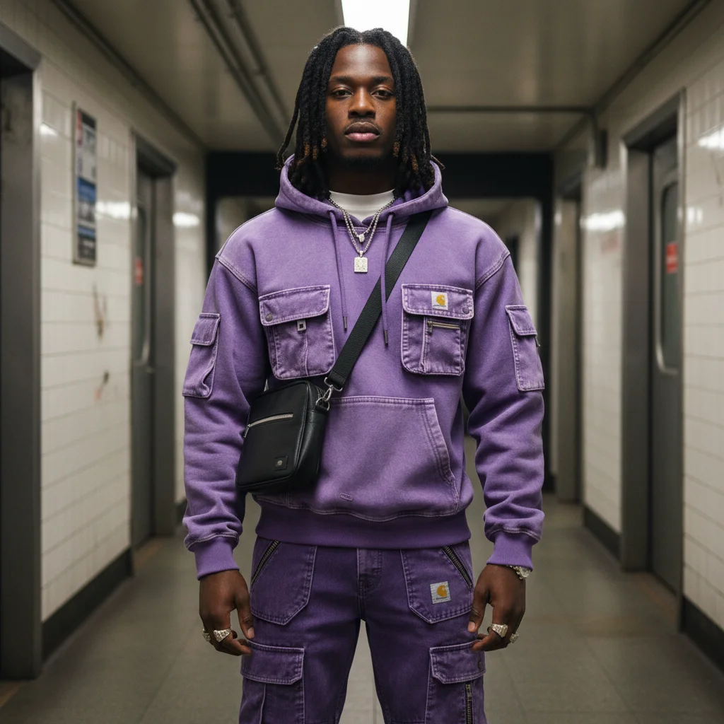 Street Style Multi-functional Multi-pocket Retro Washed Hooded Sweatshirt