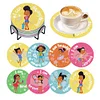 8pcs Girl on Vacation DIY Diamond Painting Wooden Coasters