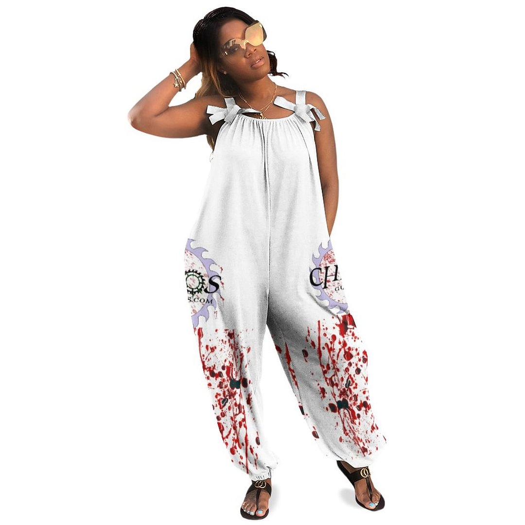 Blood Spatter Chaos Booty Shakers Boho Vintage Loose Overall Corset Jumpsuit Without Top