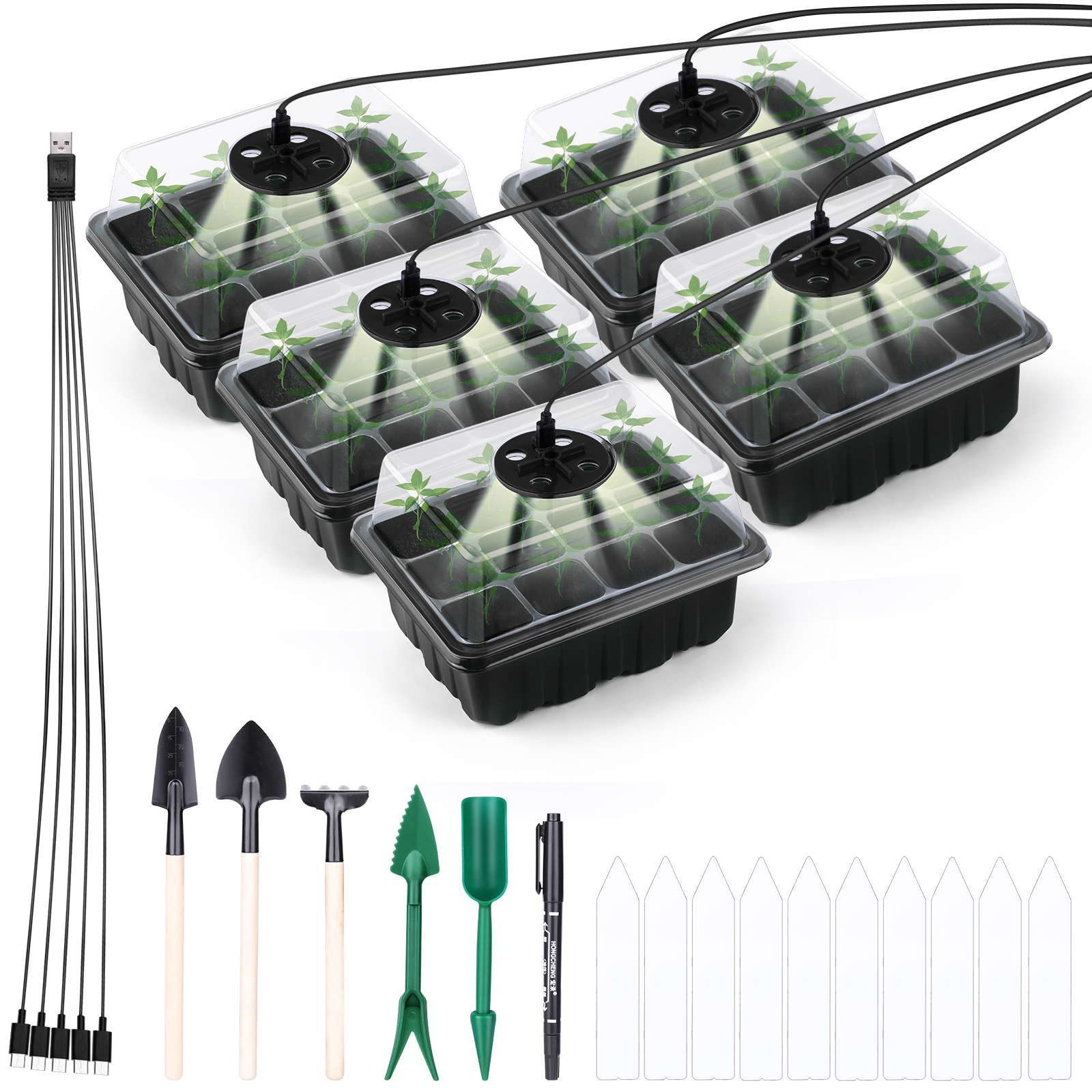 

Seed Starter Kit Seedling Plant Starter Tray with Dome Grow Light (Black), 501 Original