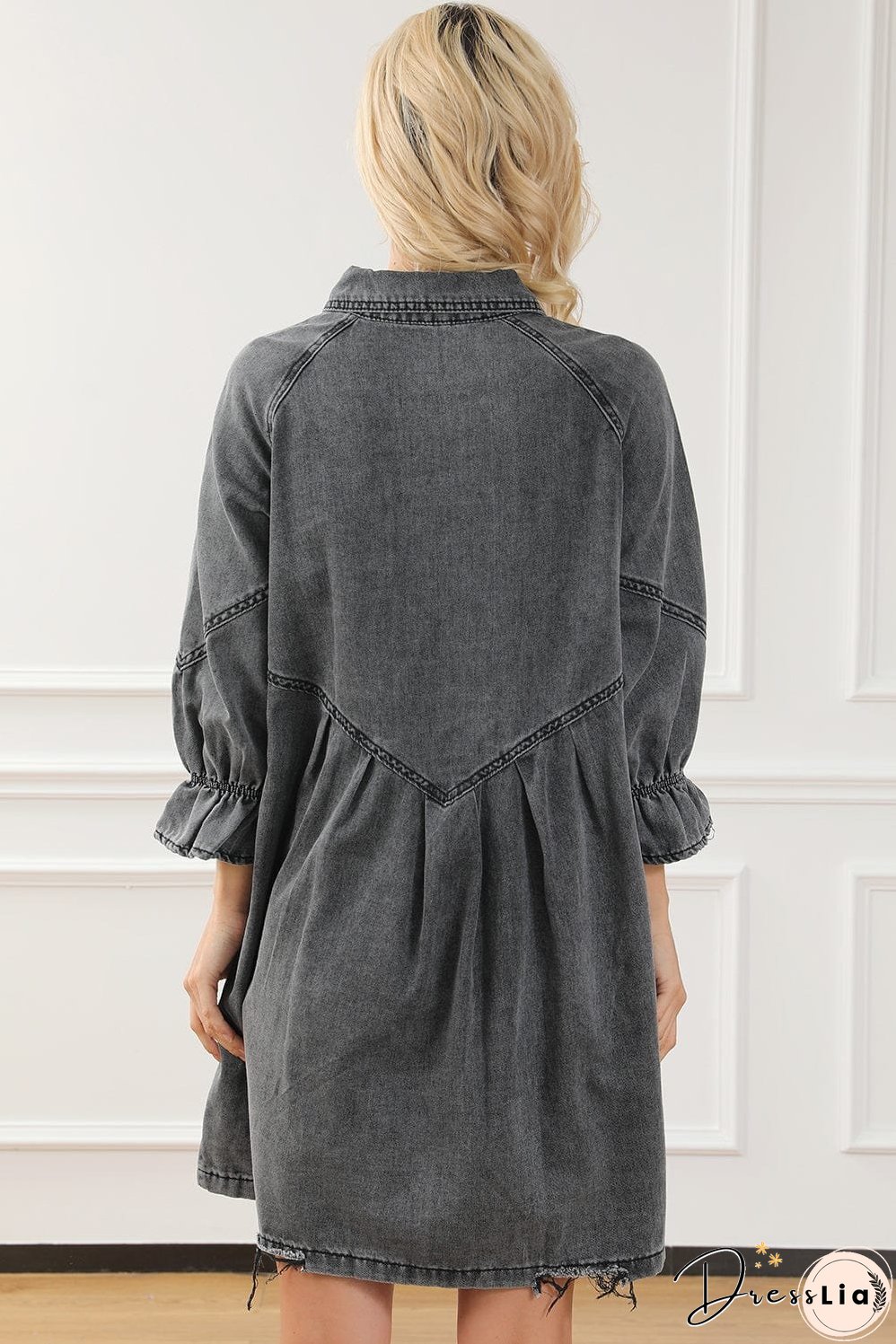 Denim Dress with Ruffles