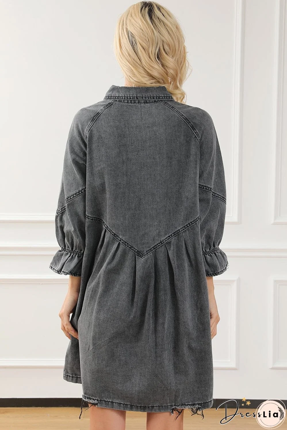 Denim Dress with Ruffles