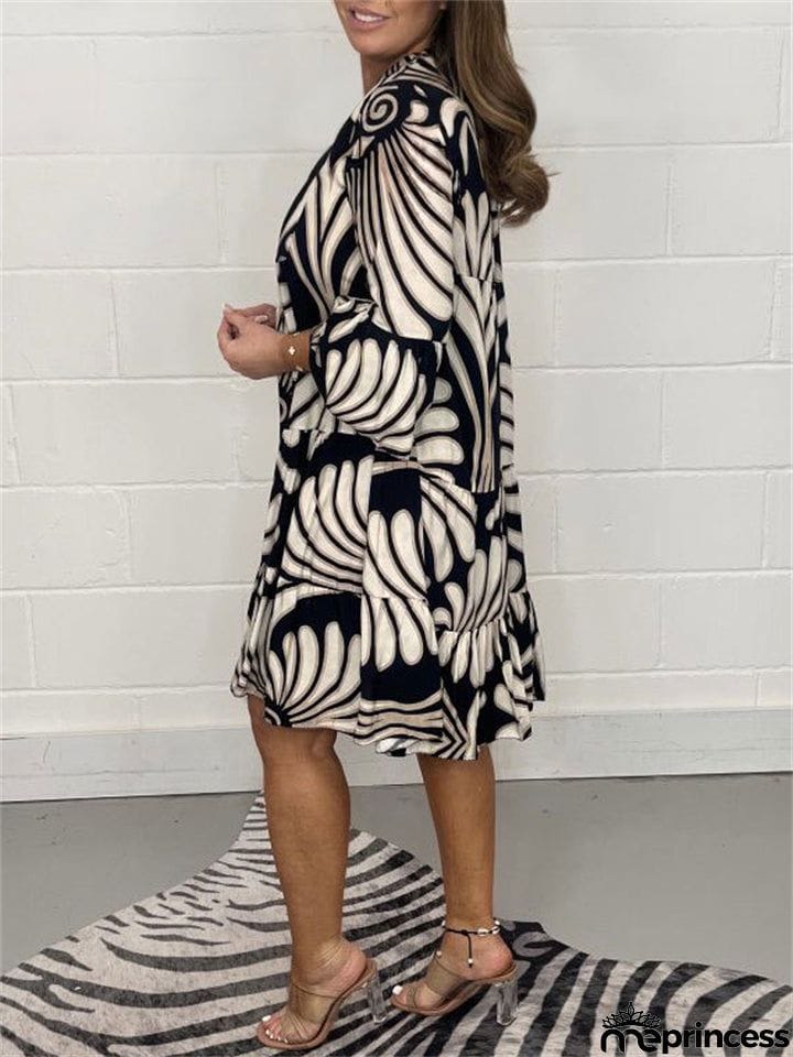 Women's Summer 3/4 Sleeve Breathable Printed Mini Dress