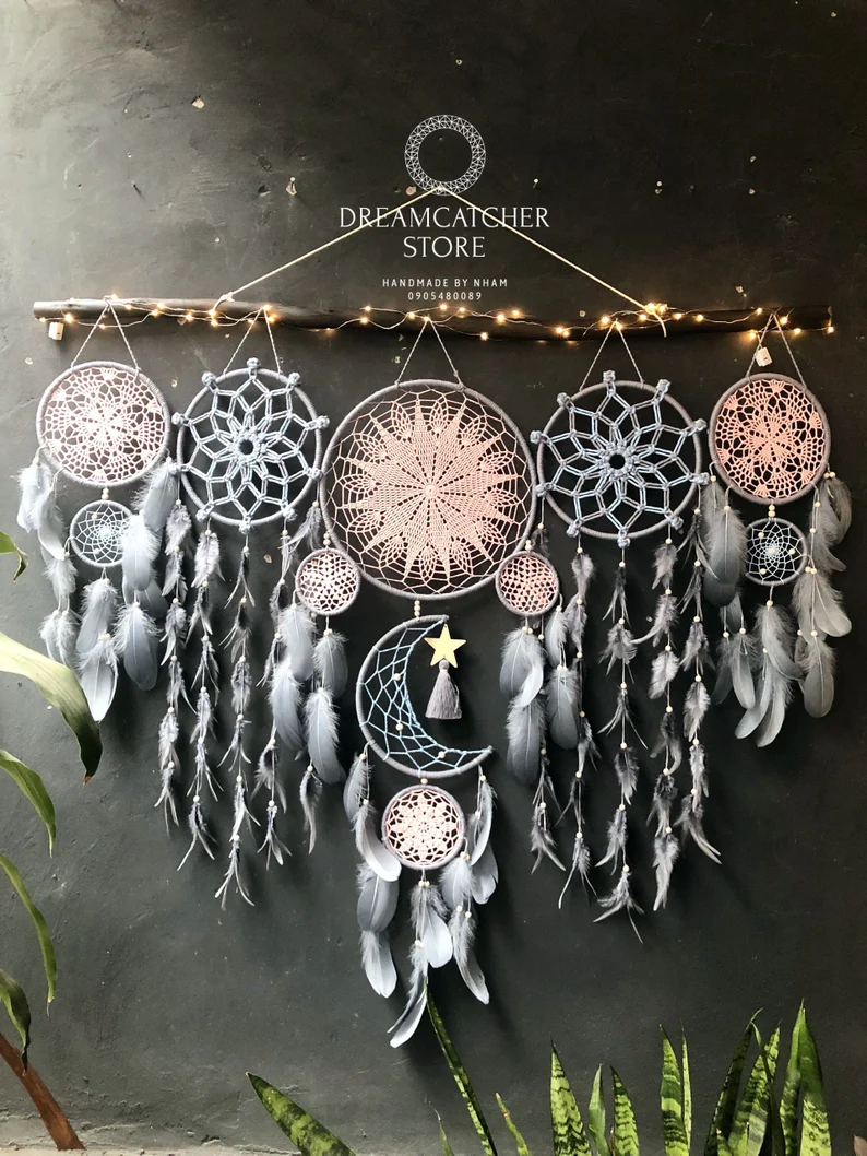 🌟 Dreamcatcher moon and stars hanging over the bed(🎁Hot Sale-$100 OF