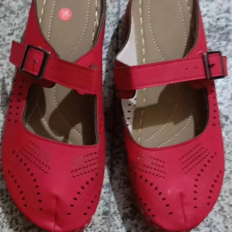 Yyvonne Cool Slippers Women's Summer Leisure New Retro Hollow Belt Buckle Slippers Slope And Head Women's Sandals