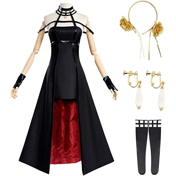 Yor Forger Cosplay Costume Anya Forger School Uniform Black Dress Halloween Party Full Set