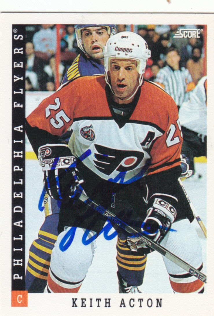 Keith Acton Autograph 1993-94 Score Flyers Card Canadiens - North Stars