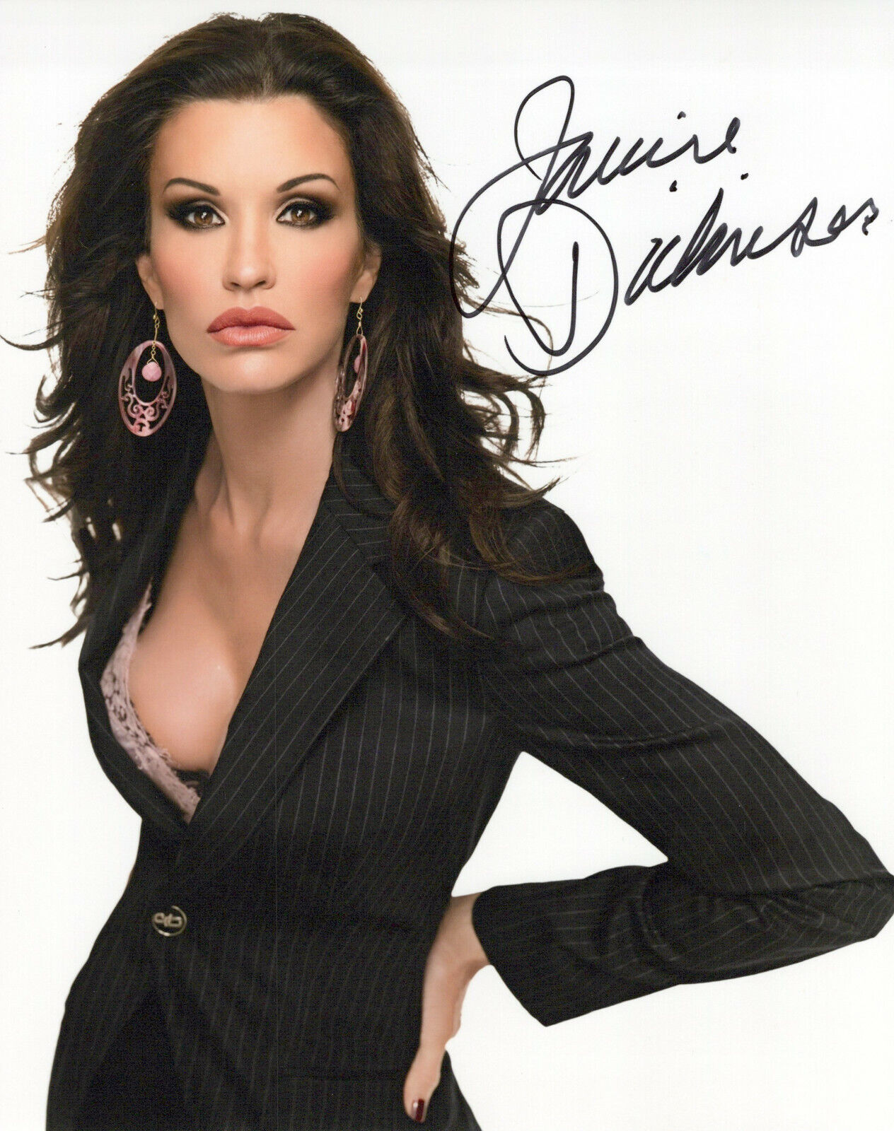 Janice Dickinson super model glamour shot autographed Photo Poster painting signed 8X10 #15