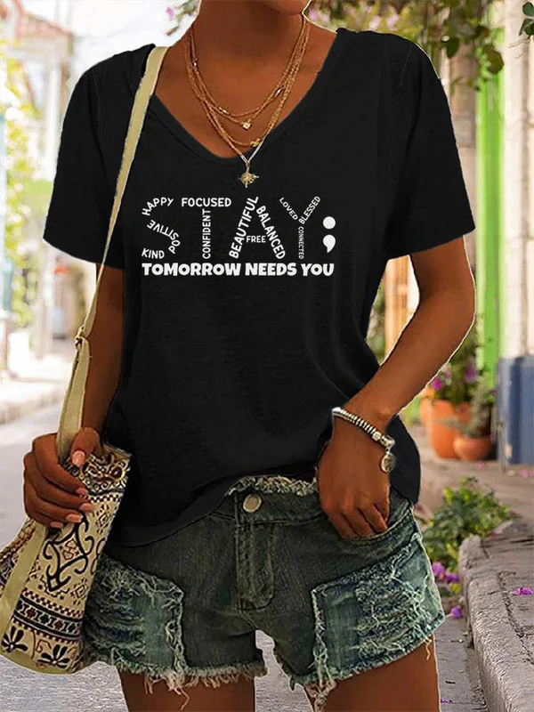 Stay Tomorrow Needs You Print Women's Short Sleeve T-Shirt