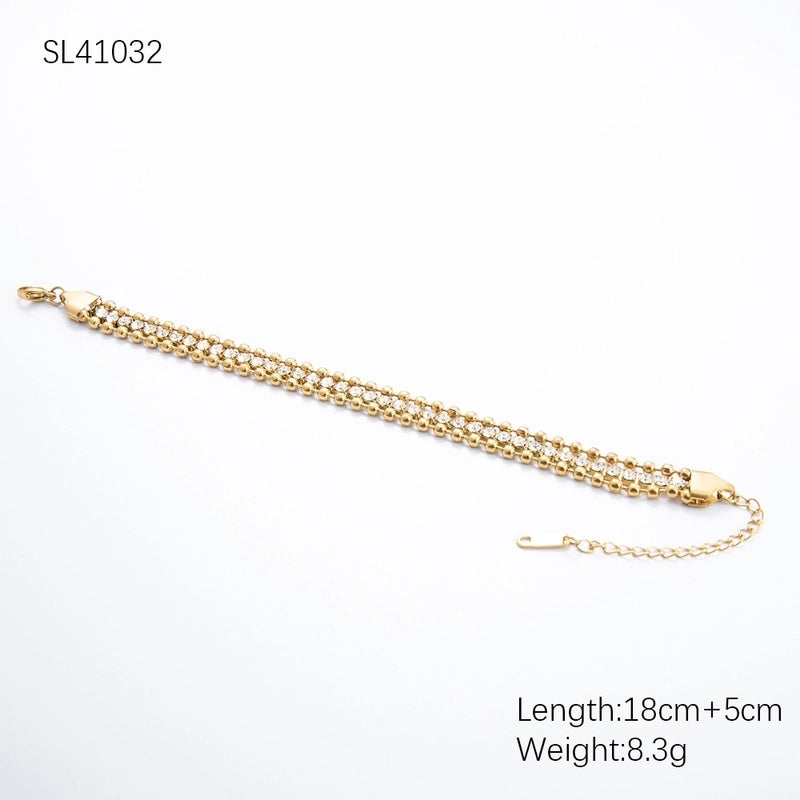 Casual Minimalist Geometric 304 Stainless Steel Rhinestones Bracelets In Bulk