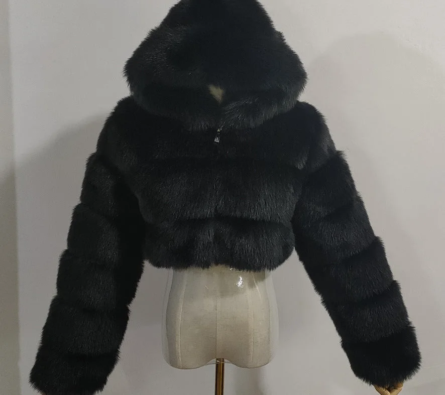Uveng Fur Imitation Fox Stitching Hooded Long Coats