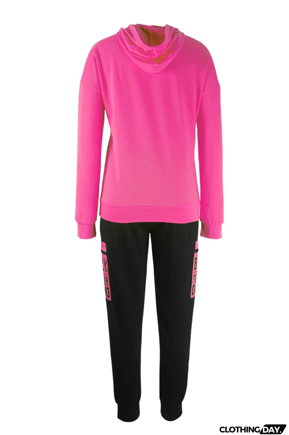 Rose Red Fashion Casual Letter Print Basic Hooded Collar Long Sleeve Two Pieces