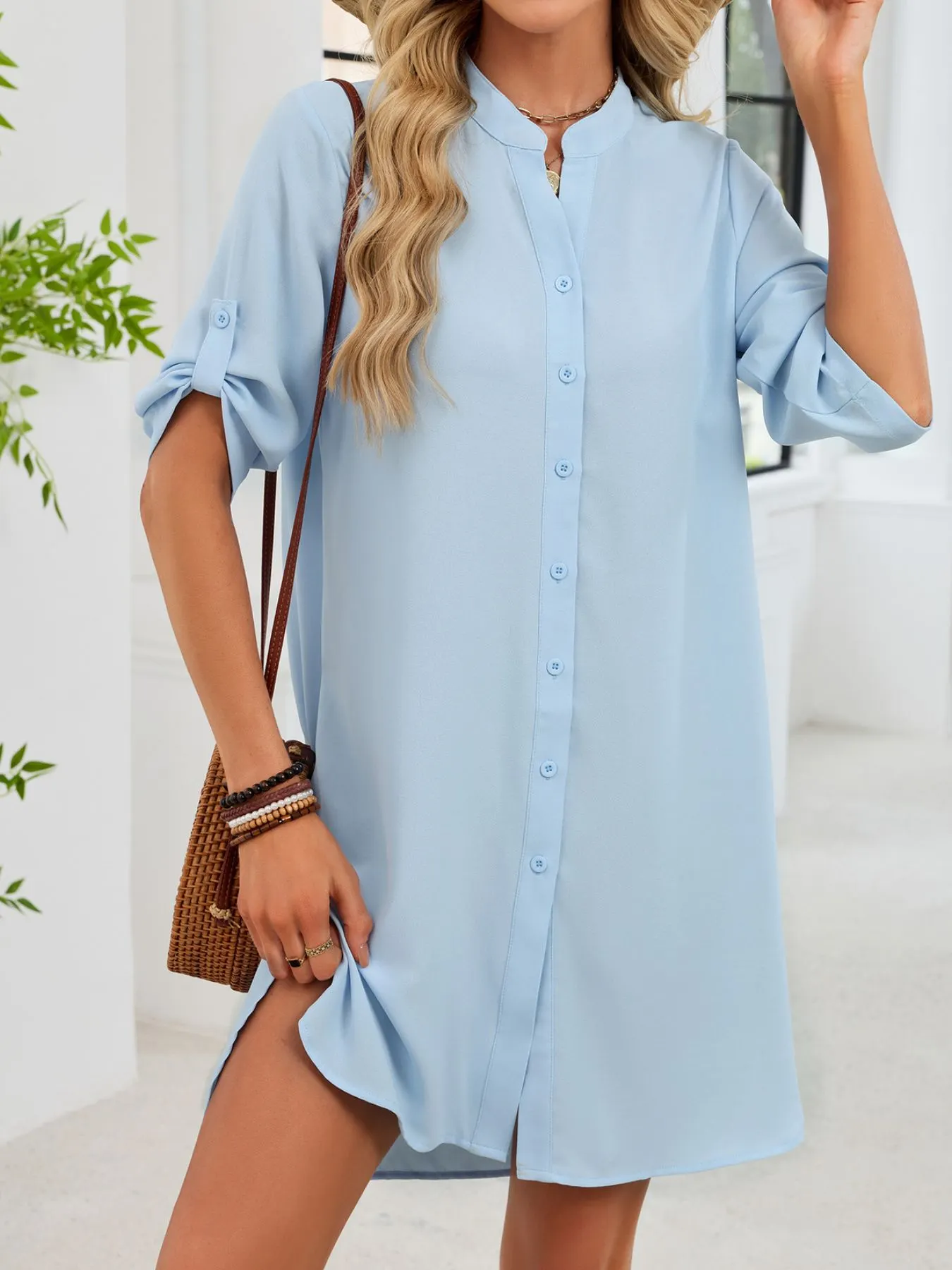 Casual Button-Down Shirt Dress mysite idetrend