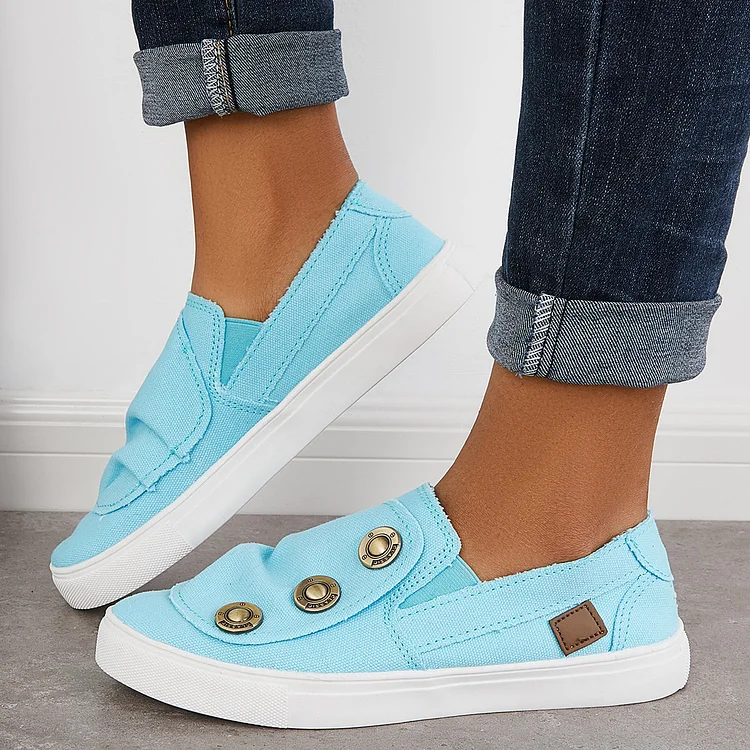 Blue Slip on Walking Sneakers Flat Heel Loafers