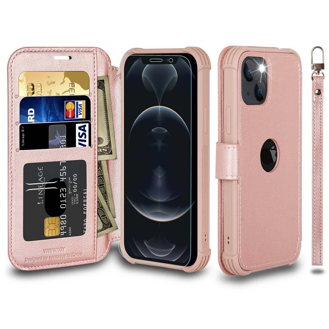 VANAVAGY Wallet Case for Apple iPhone 14 Plus 5G 6.7 inch