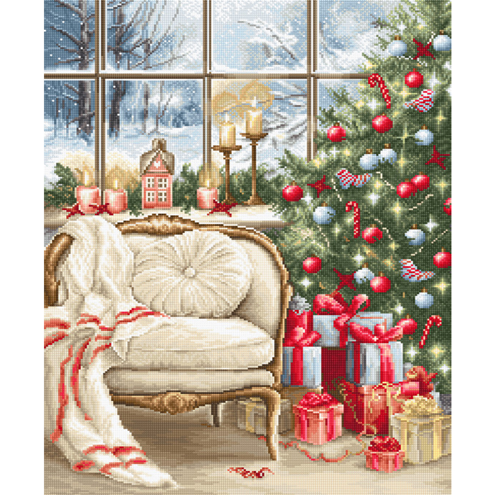 

Christmas Tree Present - 11CT Stamped Cross Stitch - 40*50CM, 501 Original