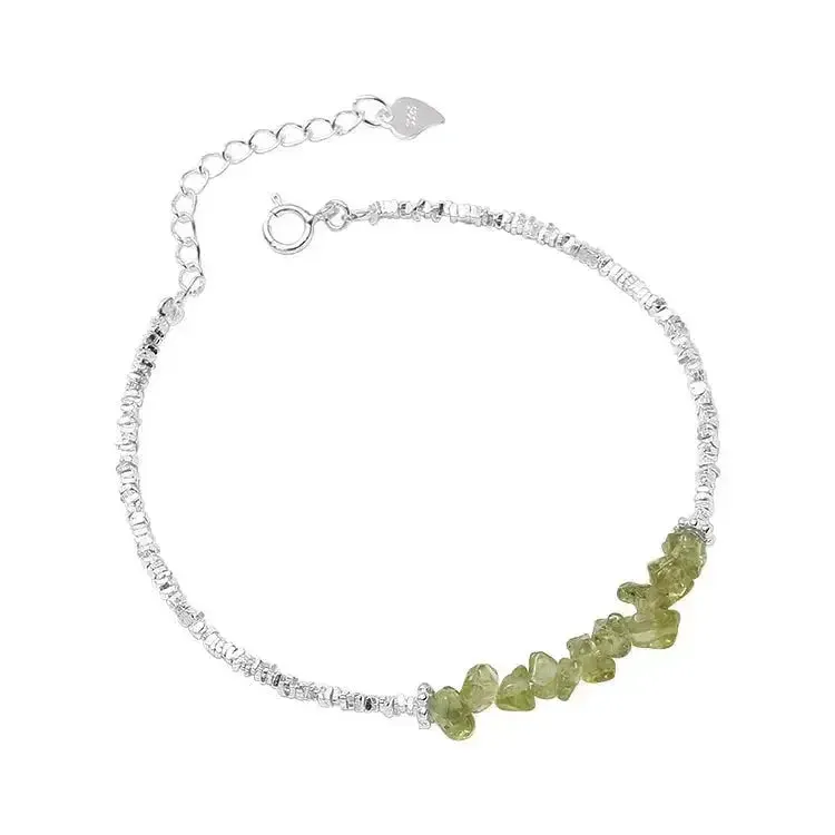 925 Sterling Silver Green Peridot Stacking Bracelet set