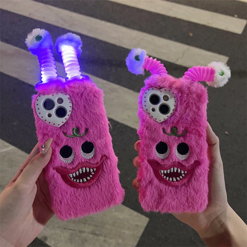 Autumn and Winter Plush Luminous Little Monster Mobile Phone Case Earphone Case | IFYHOME