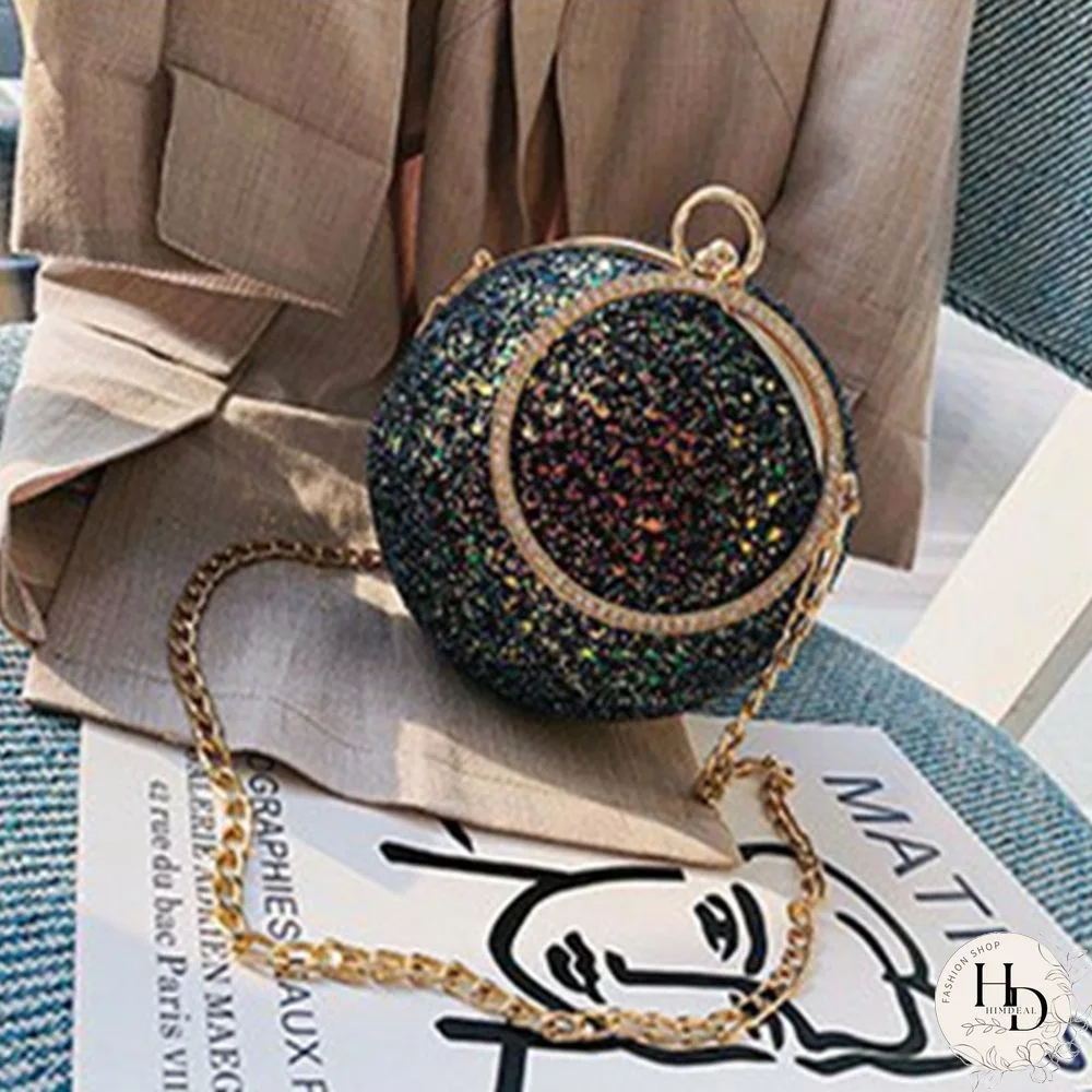 Pink Fashion Patchwork Round Crossbody Bag