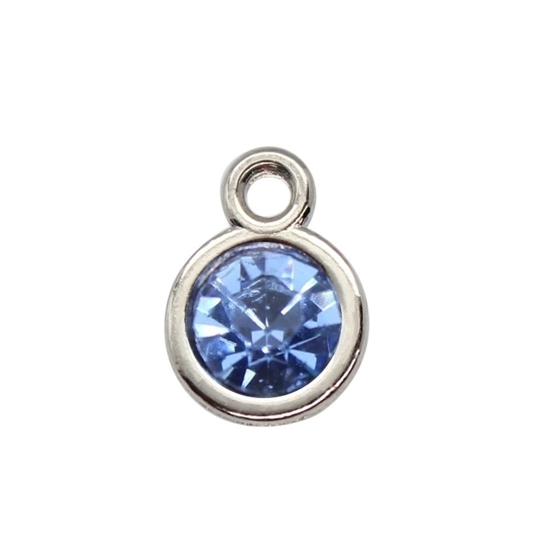 Diamond-encrusted Twelve Birthstone Colored Glass Pendant Necklace Jewelry DIY Pet Alloy Accessories Jewelry