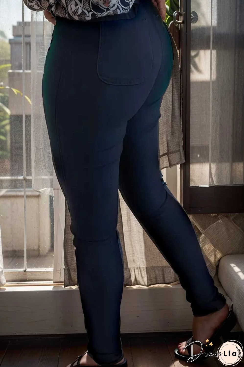 casual solid slim fit skinny pockets pants